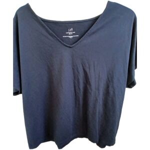 J. Jill Luxe Pima Cotton V Neck Tunic Navy Blue Size XL